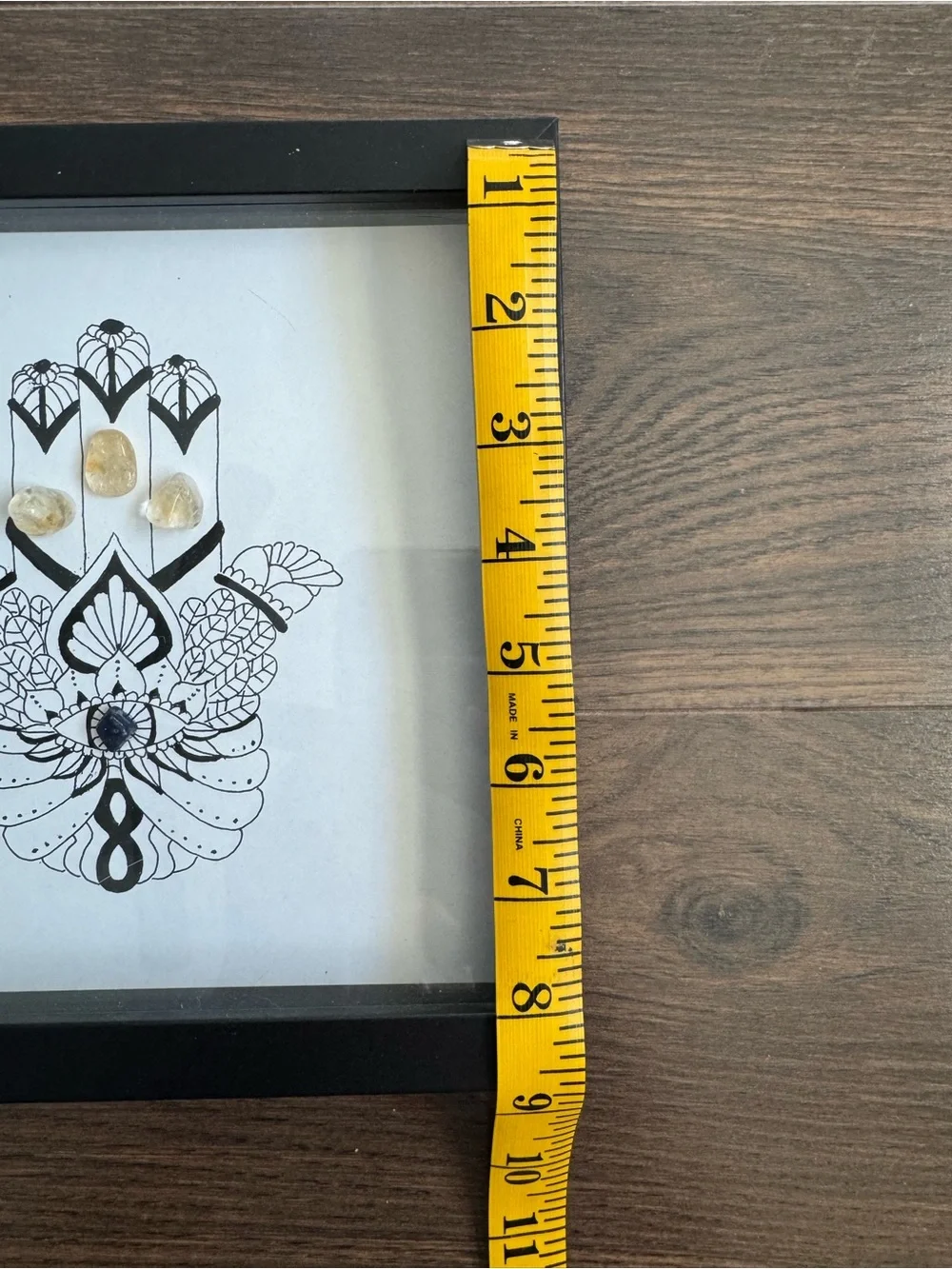 Black Framed Hamsa Wall Art with Yellow Citrine Accents